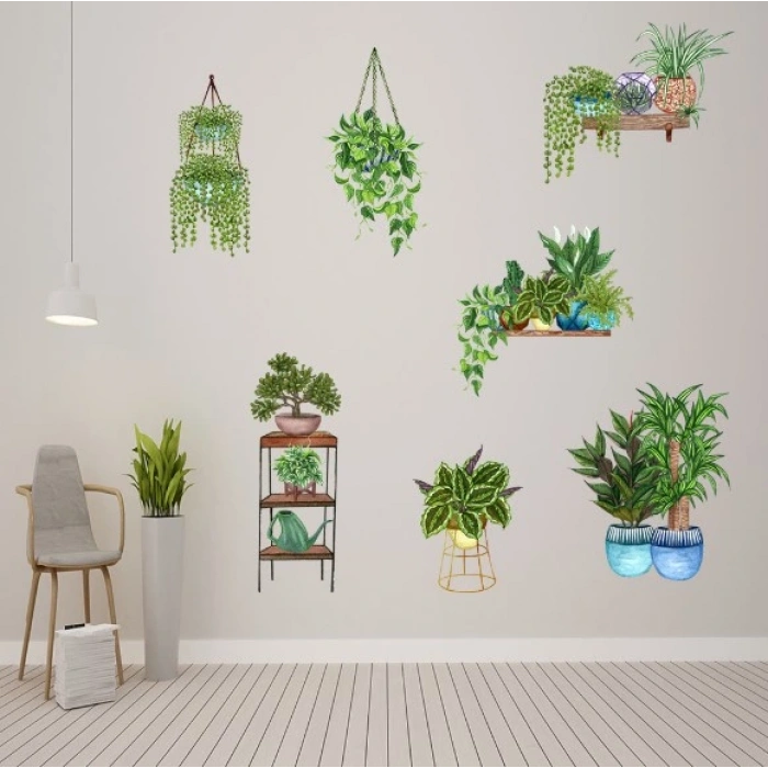 NessiWorld Saksılı Çiçek Tasarımlı Yapışkanlı Sticker MC-480D