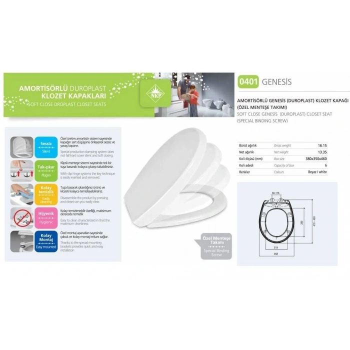 Timion Nkp Genesis Amortisörlü+Tak Çıkar Klozet Kapağı