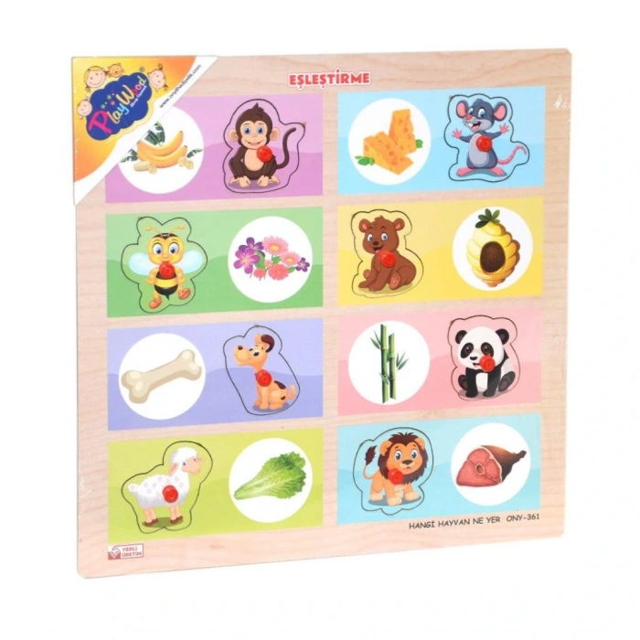 ONY-360-361 Ahşap Tutmalı Eşleştirme - Hangi Hayvan Ne Yer
