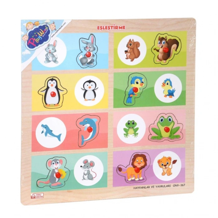 Timion ONY-366-367 Ahşap Tutmalı Eşleştirme -Hayvanlar ve Yavruları