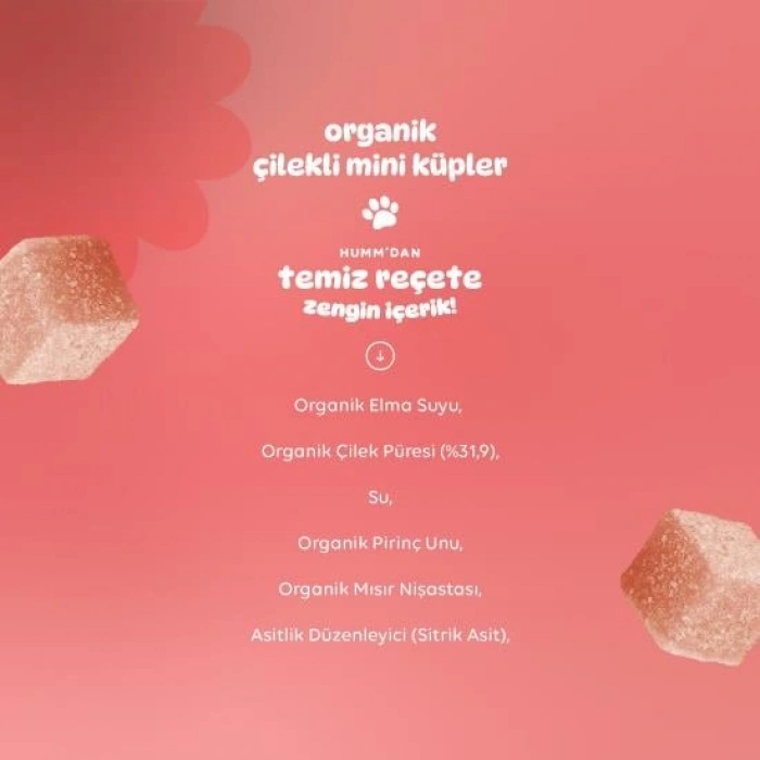 Timion Organik Çilekli Glutensiz Vegan Mini Küpler 30 Gr