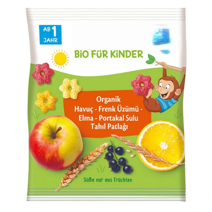 Timion Organik Havuç Frenk Üzümü Elma Portakal Sulu Tahıl Patlağı 30 Gr