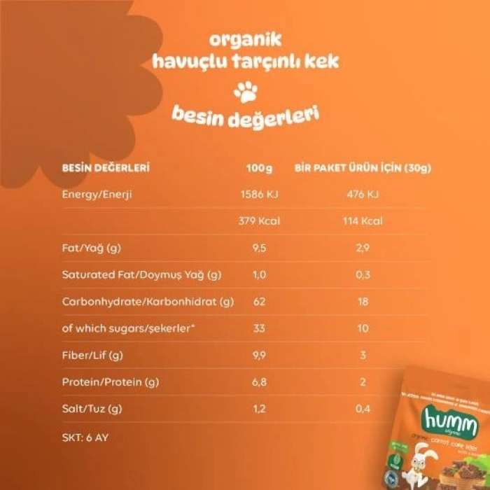 Timion Organik Havuçlu Tarçınlı Vegan Kek 30 Gr