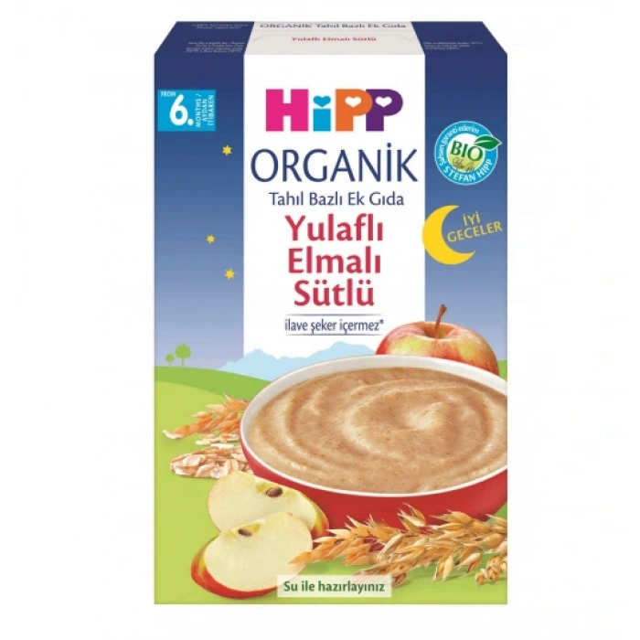 p Organik İyi Geceler Sütlü Yulaflı Elmalı Tahıl Bazlı Ek Gıda 250 Gr
