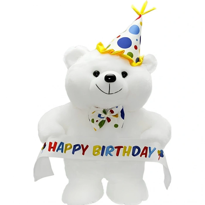 Timion Papyonlu Happy Birthday Peluş Ayı 45 cm