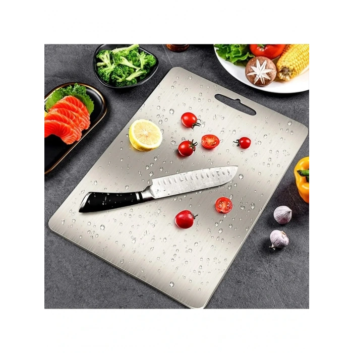 Timion Paslanmaz Çelik Kesme Tahtası  20x30 Cm Mutfak Sebze Et Kesme Tahtası Doğrama Tahtası Mutfak Aksesuarları (5148)