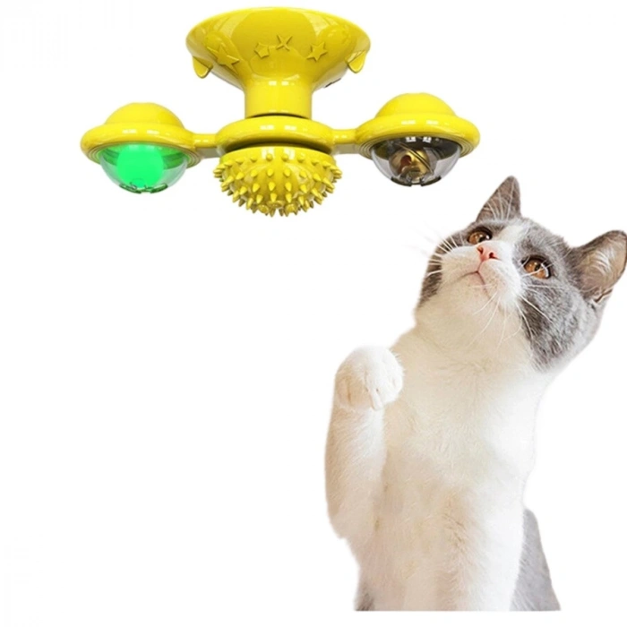 Pet Malzemeleri Vantuzlu Fırıldak Toplu Dönen Şeffaf Depo Tasarım İnteraktif Kedi Oyuncağı (5148)