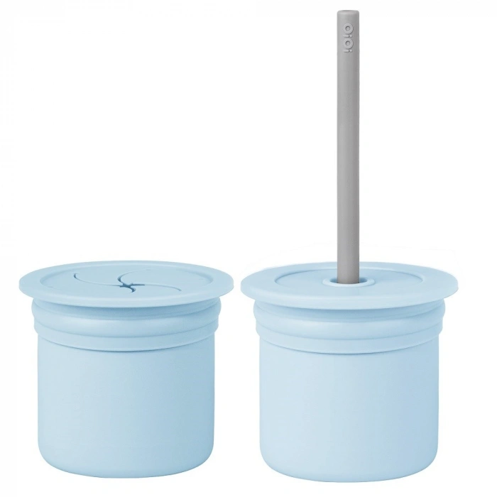  Pipetli Silikon Bardak Seti Mineral Blue / Powder Grey