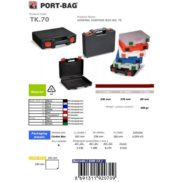 Timion Portbag Tk70 Çok Amaçlı El Aleti Çantası