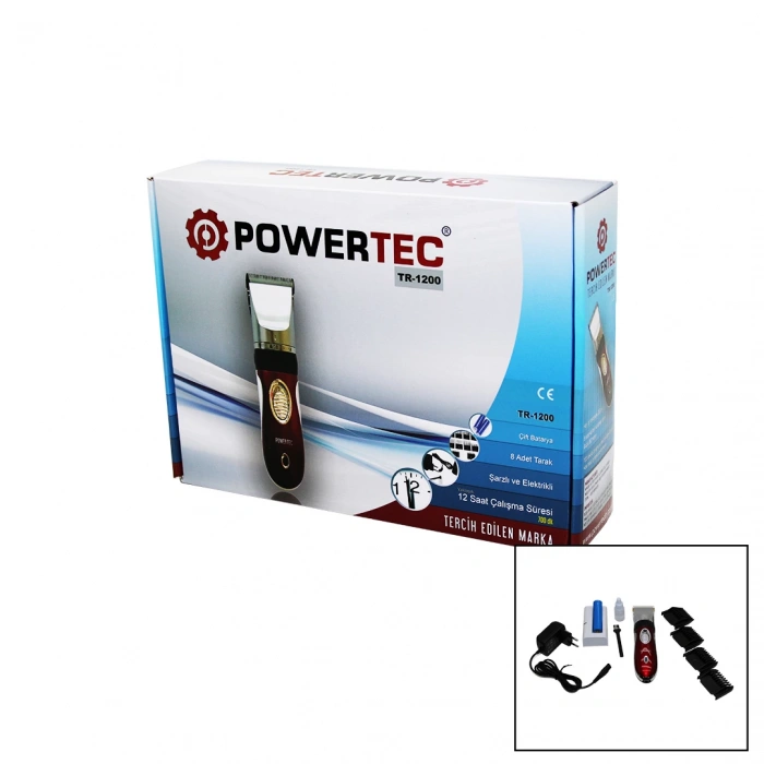 Powertec Tr-1200 Şarjlı Traş Makinası Yedek Bataryalı (5148)
