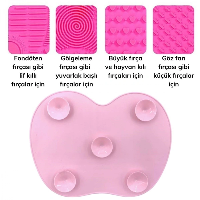 Pratik Kolay Makyaj Fırçası Temizleme Matı Aparatı Aleti Küçük (5148)
