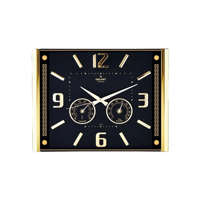 Premium Barometreli Isı - Nem Ölçer Kabartma Rakamlı Duvar Saati 41.5x32cm  707-a-1 (5148)
