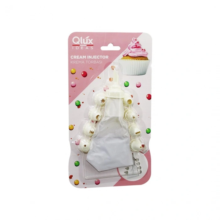 Qlux L-00172 Avantage  10pcs   Krema Torbası - Süsleme Başlık  Seti   1-beyaz Torba - 9-krem Beyazı Plastik Başlık (5148)