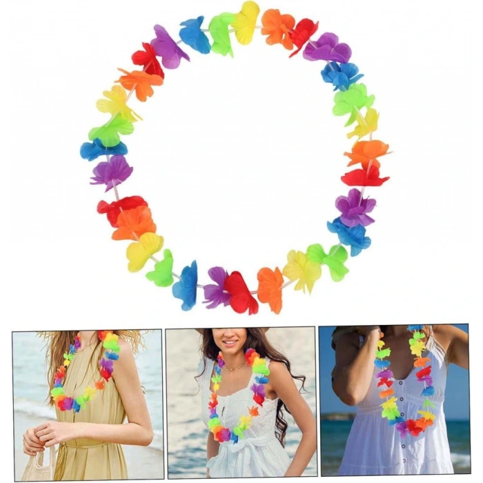 Timion Rengarenk Hawaii Boyun Çelengi Havai Partisi Kolyesi 1 Adet