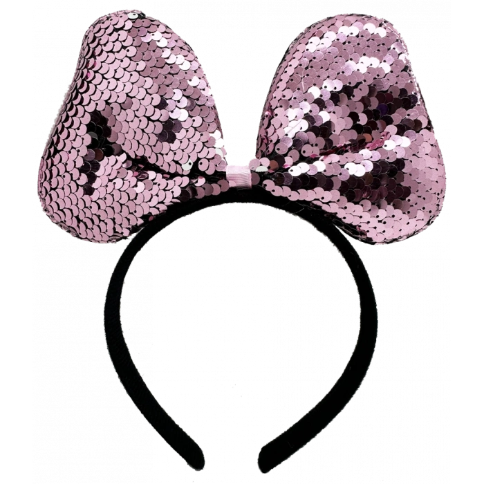 Renk Değiştiren Pullu Payetli Fiyonk Parti Tacı Pembe Gümüş Renk 20x16 cm