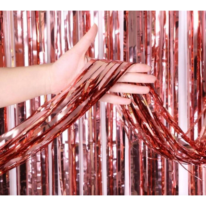 Rose Gold Püsküllü Kapı Perdesi - Parti, Bekarlığa Veda, Doğum Günü 1x2 m