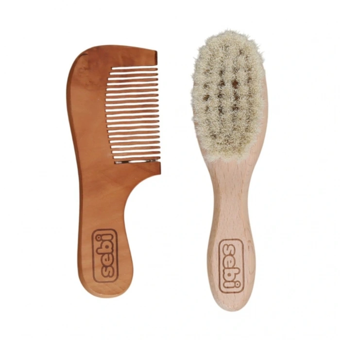 Bebe Doğal Keçi Kılı Fırça ve Tarak Seti