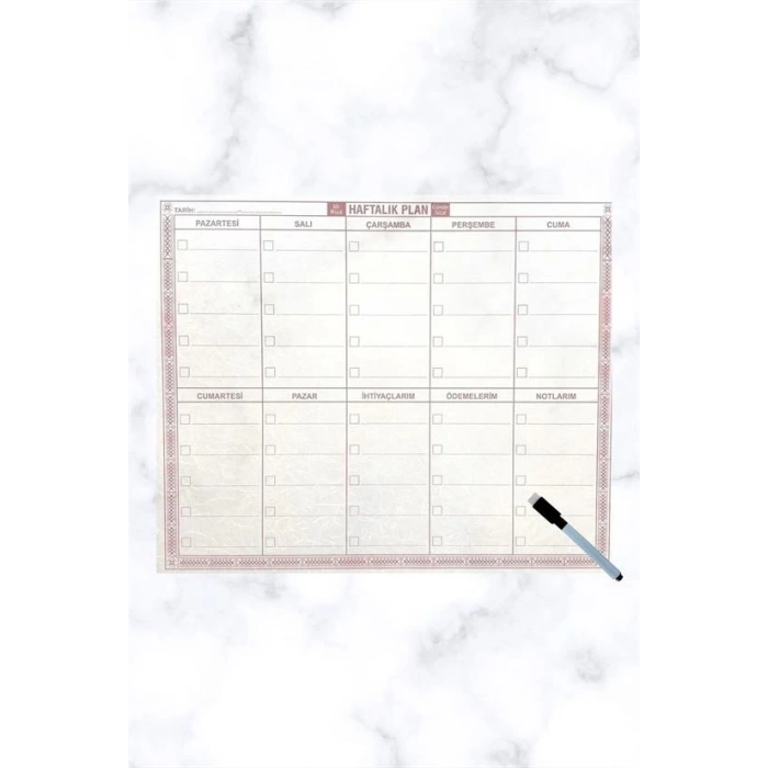 Şeffaf Kendiliğinden Yapışkanlı Kalemli Haftalık Planlayıcı 40cm-50cm (5148)