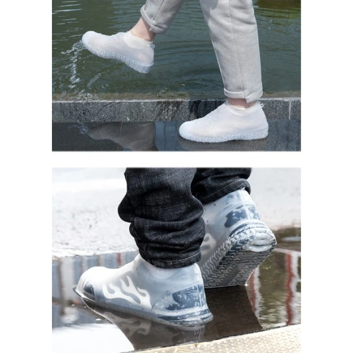 Silikon Ayakkabı Kılıfı Kaymaz Su Kir Geçirmez  M Beden Beyaz