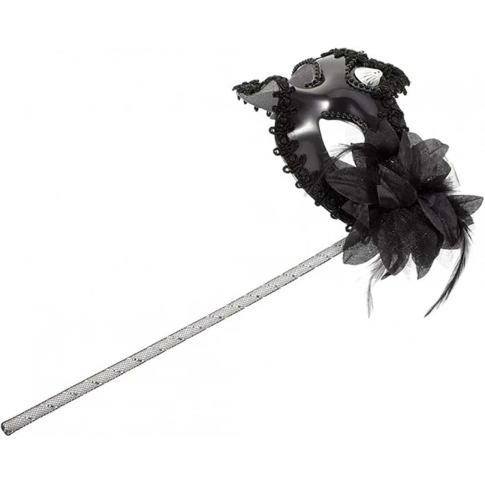 Timion Siyah Işıltılı Tutmalı Fotoğraf Çekimi Maskesi 18x29 cm