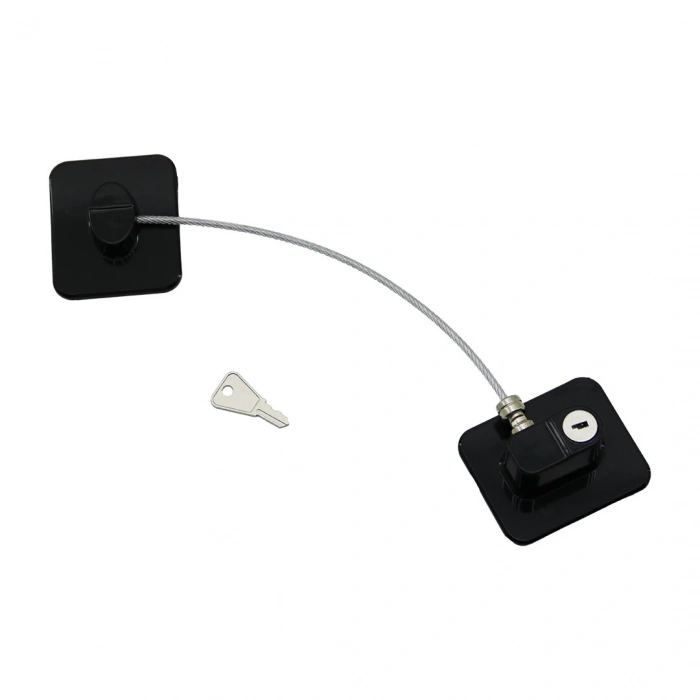 Timion Siyah Plaka   Halatlı  Emniyet Kilit  5x6cm Yapışkanlı Montaj=2pcs Plaka   Halat=18.8cm (5148)