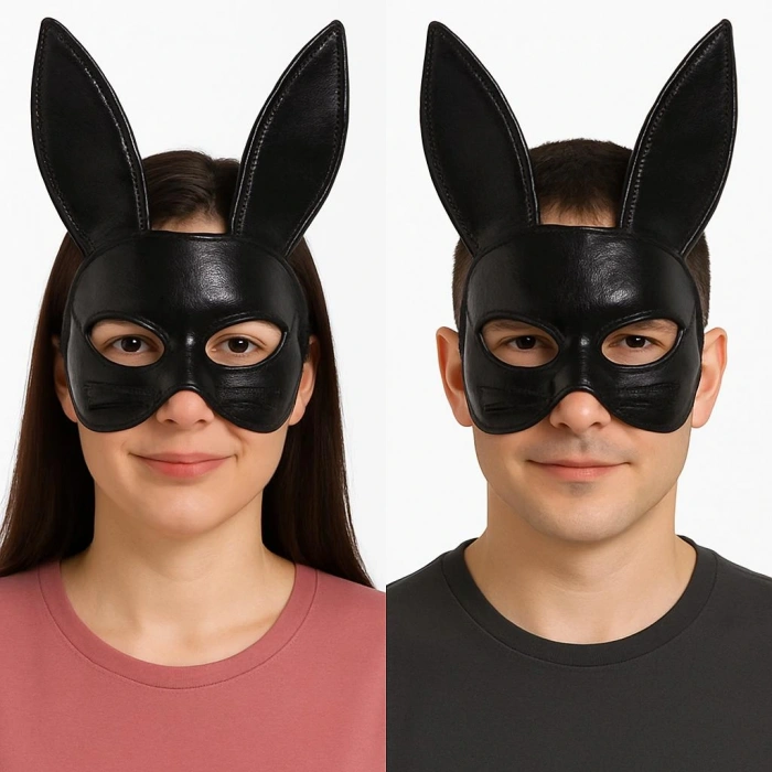 Timion Siyah Renk Kumaş Malzemeden İmal Eva Tavşan Maskesi 19x15 cm