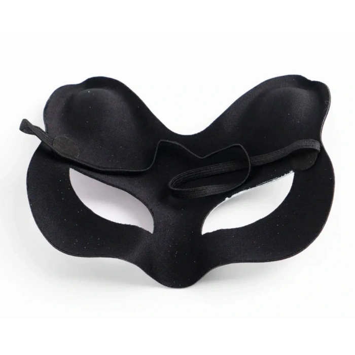 Timion Siyah Renk Üzeri Gümüş Yeşil Simli Süet Kaplama Kedi Maskesi 17x14 cm