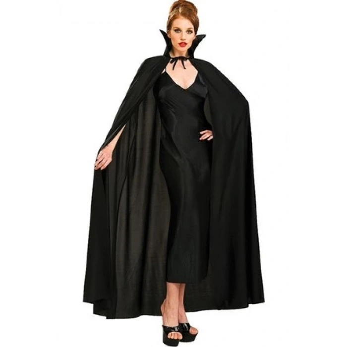 Siyah Renk Yakalı Halloween Pelerini 120 cm (5148)