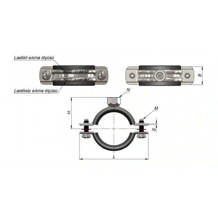Timion Somunlu Boru Kelepçesi 2 1/2