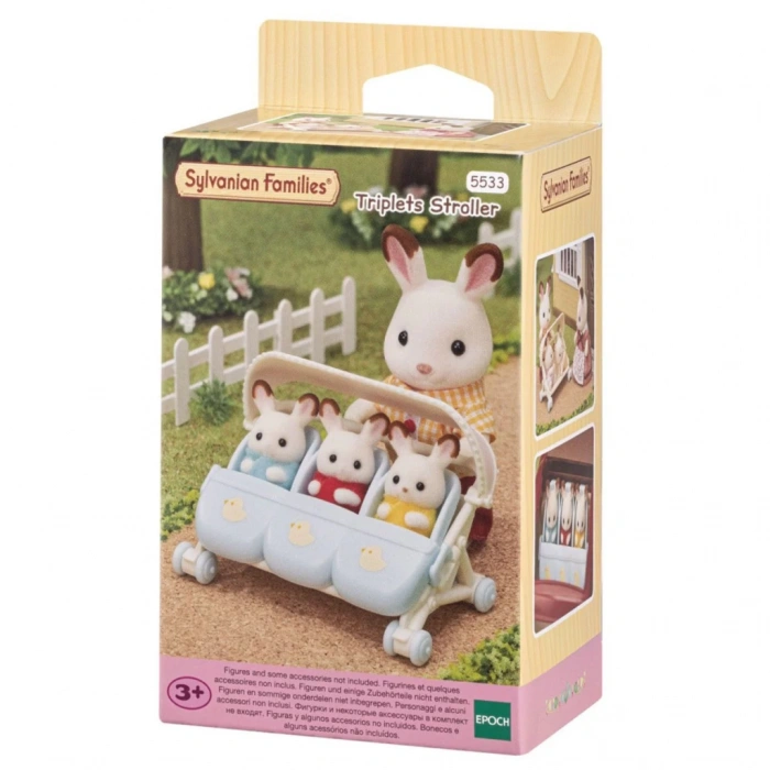Timion Sylvanian Families Üçüz Bebek Arabası 5533