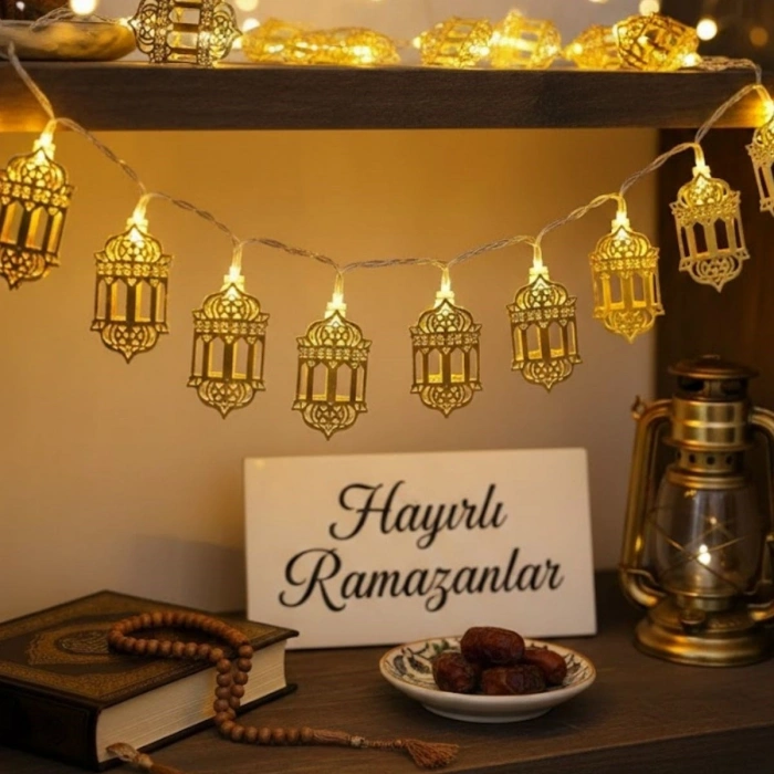 Timion 10 Adet Sarkıtlı Ramazan Fenerli Led Işık – Pilli 2 Metre Ramazan Süsü, İslami Dekorasyon, Ev Ve Mekanlar İçin Dekoratif Ortam Aydınlatması (5148)