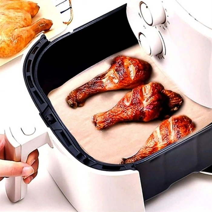Timion 100 Adet Air Fryer Pişirme Kağıdı Tek Kullanımlık Yağ Su Geçirmez Yapışmaz Deliksiz Düz Kare Model (5148)