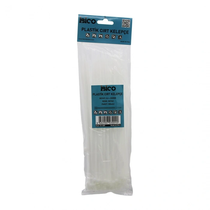 Timion 100PCS BEYAZ   3.6X250MM  PLASTİK CIRT KELEPÇE (5148)