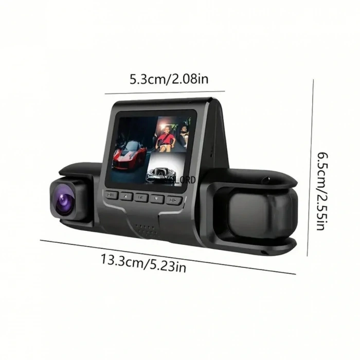 Timion 1080P Üçlü Lens Araba Dash Cam Dashcam Ön İç &amp; Arka HD Araba DVR 120 ° Açı Döngü Kaydı Yerçekimi Sensörü (5148)