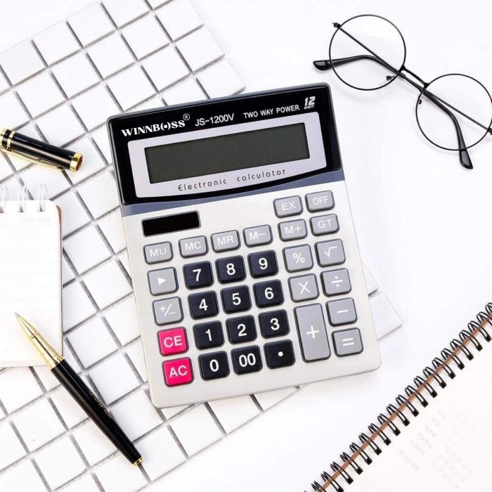 Timion 12 Haneli Geniş LCD Ekran, Pilli Büyük Düğmeli Hesap Makinesi (5148)