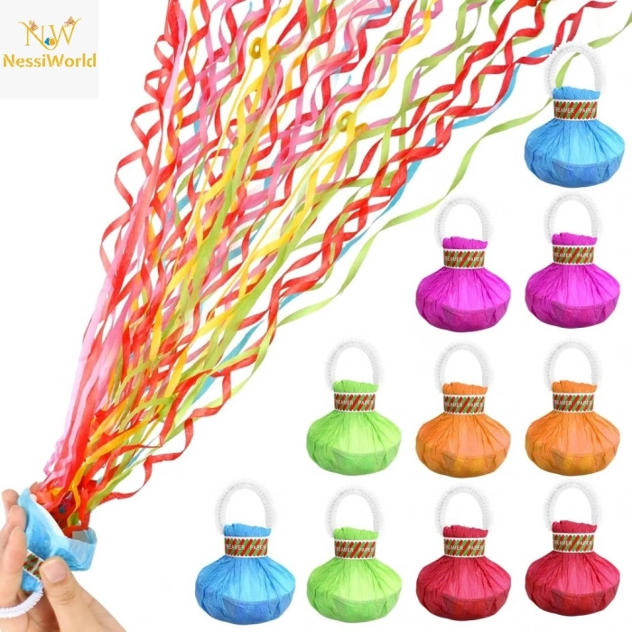 Timion 30 Şeritli Renkli Elle Atılan Konfeti – 5 Metre Uzayan Şerit Konfeti 1 Adet