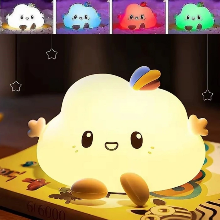 Timion 5 Farklı Renk Modlu Bulut Figürlü Pofuduk Led Gece Lambası–yumuşak Dokulu Çocuk Odası Ve Dekoratif Şarjlı Ortam Işığı (5148)