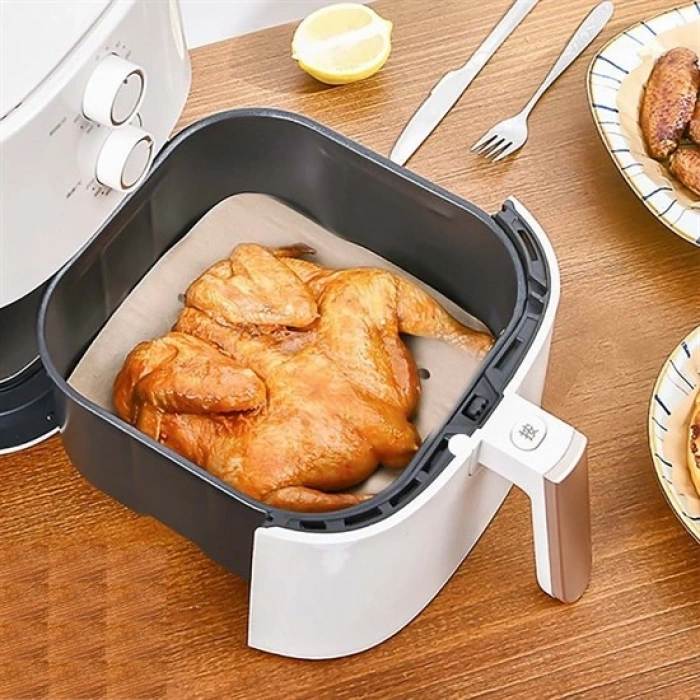 Timion 50 Adet Air Fryer Pişirme Kağıdı Tek Kullanımlık Hava Fritöz Yapışmaz Yağlı Kağıt Delikli Model (5148)