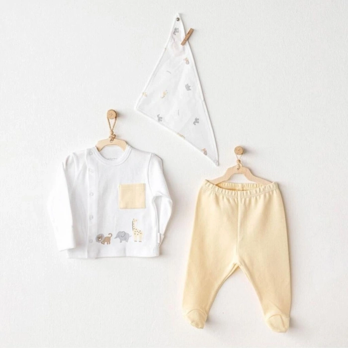 Timion AC25807 Side Snap Set Little King 3Lü Zıbın Set Yellow