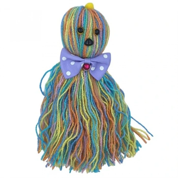 Timion Ahtapot Şekilli Zilli Ve İpli Rengarenk Püsküllü Sevimli Kedi Oyuncağı (5148)