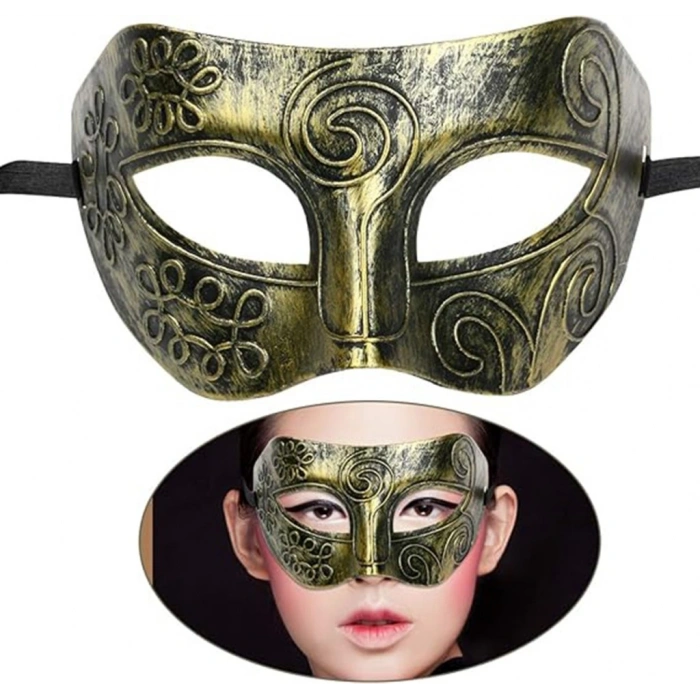 Timion Altın Eskitme Yüz Maskesi - Antik Tarz Balo Maskesi