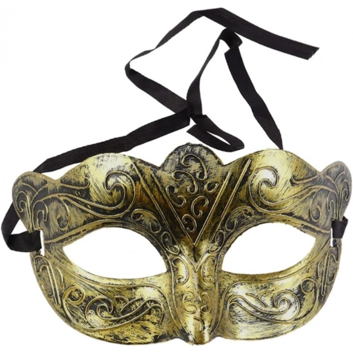 Timion Altın Renk Eskitme Maskeli Balo Maskesi – Venedik Tarzı Parti Maskesi