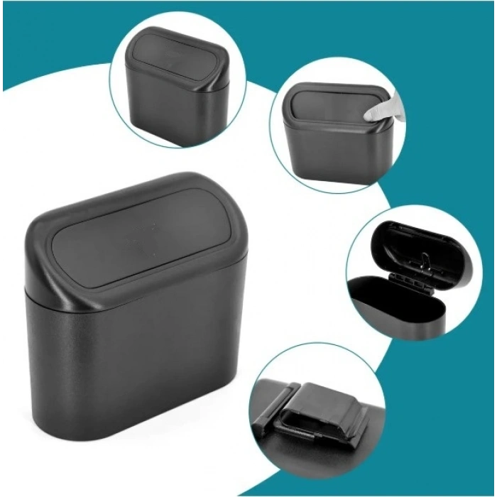 Timion Araba Çöp Kutusu Kapaklı Organizer Siyah