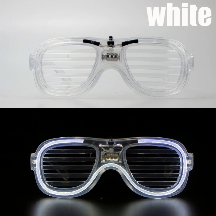 Timion Beyaz Led Işıklı Parti Gözlüğü - Neon Glow Şerit Gözlük 3 Modlu (5148)