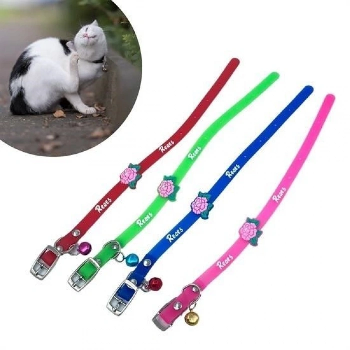 Timion Çıngıraklı Zilli Sevimli Renkli Slikon Kedi Köpek Boyun Tasması (5148)