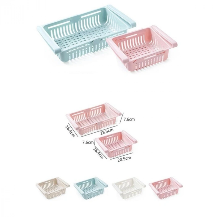 Timion Çok Amaçlı Uzayıp Kısalabilir Buzdolabı Düzenleyici Sepeti Rafı (5148)