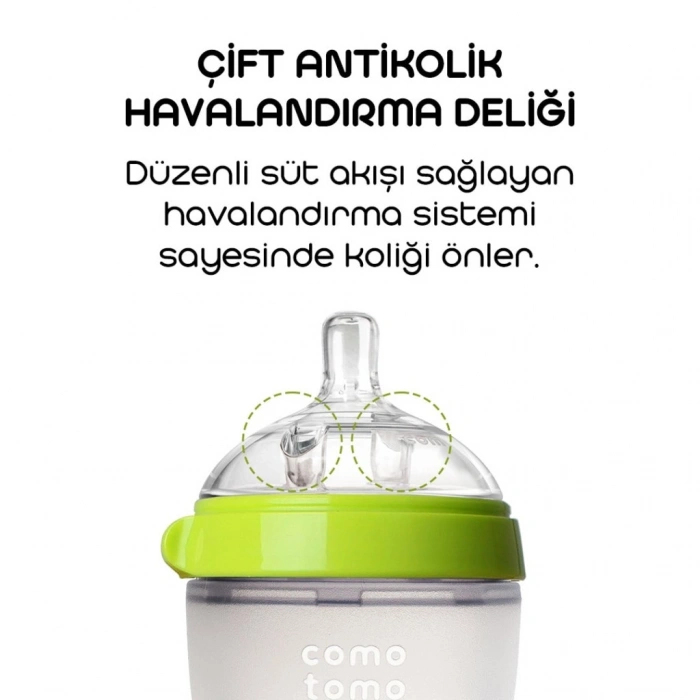 Timion Comotomo Antikolik Silikon Biberon 150 ml 0-3 Ay Yeşil