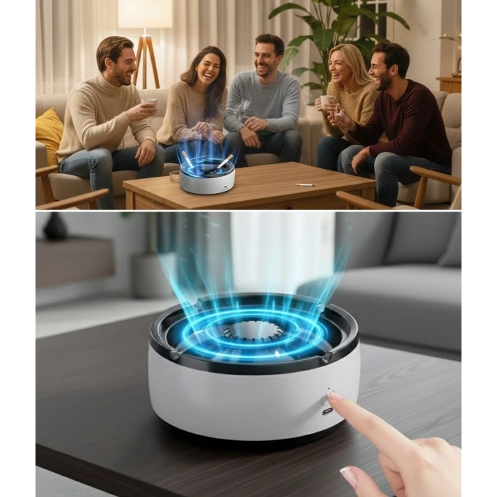 Timion Dumanı İçine Çeken Akıllı Kül Tablası – Kokusuz, Filtreli ve Otomatik Duman Emici Küllük (5148)