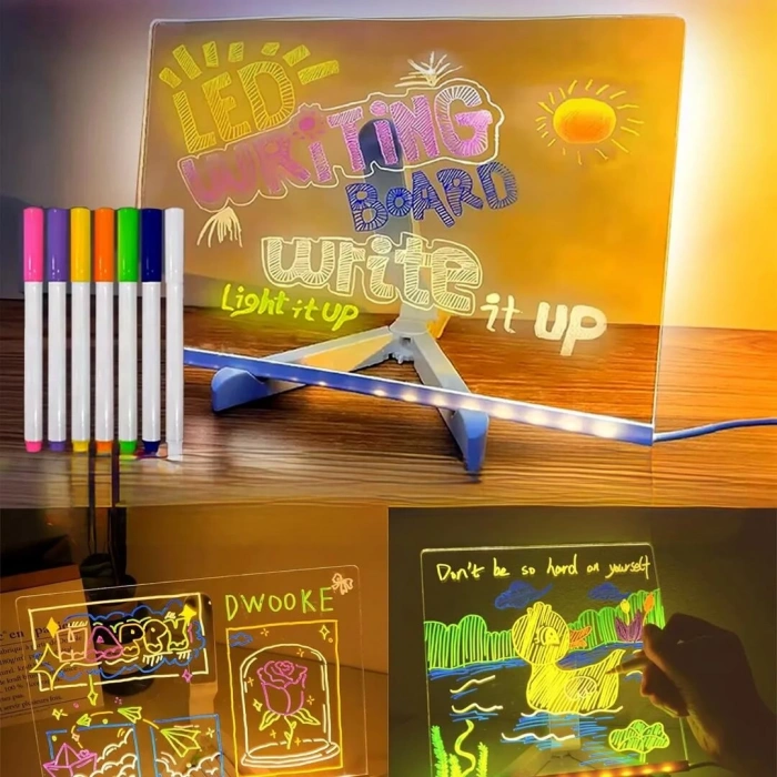 Timion Ennalbur 27126 Dekoratif Led Aydınlatmalı Şeffaf Işıltılı Yazı Çizim Panosu