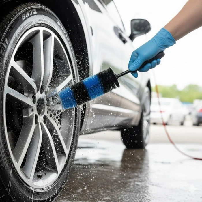 Timion Ergonomik Saplı Jant ve Lastik Temizleme Fırçası – Araç Detay Temizliği İçin Güçlü Kıllı Detay Fırçası (5148)